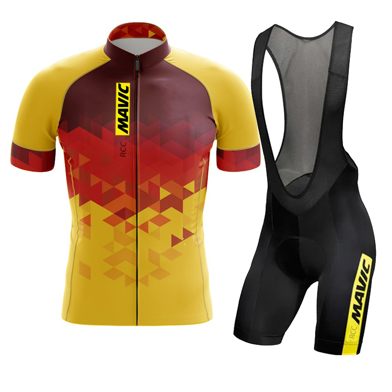 Summer Clothing Sale Men - Mavic-トライアスロン用の男性用サイクリングセット,半袖衣類,よだれかけとショーツ,夏,2024