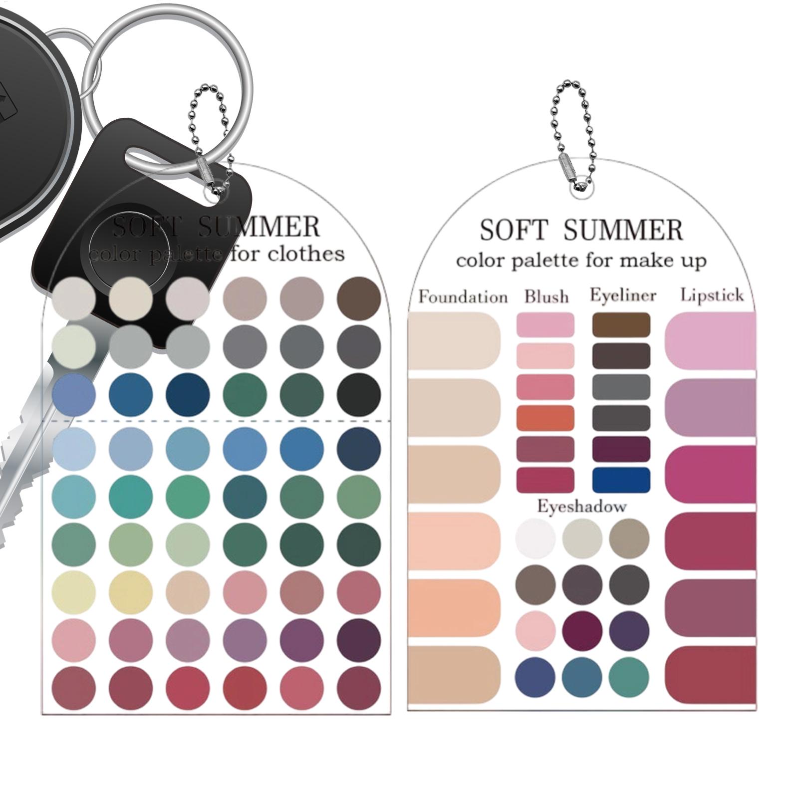 Summer Clothing Palette - 2枚組 ソフトサマーカラーパレットカード アクリル製 季節の色分析 Sウォッチ、衣料品のマッチングガイド、メイクアップリップスティックの色合い