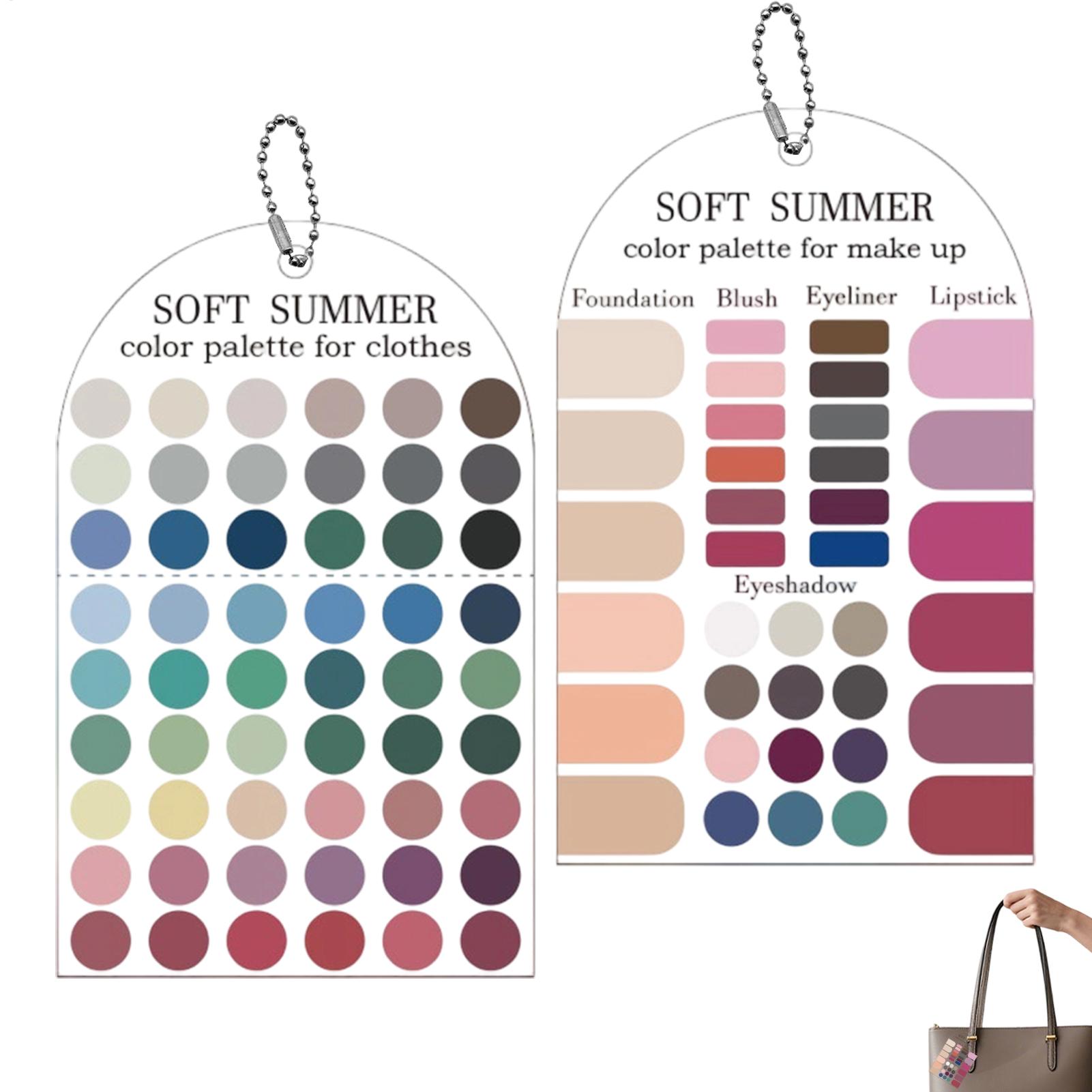 Summer Clothing Palette - 2枚入りアクリル製シーズンパレット、ソフトな夏のカラーパレットカード、カラーサンプルカード、衣料品、メイクアップ、口紅のマッチングガイド