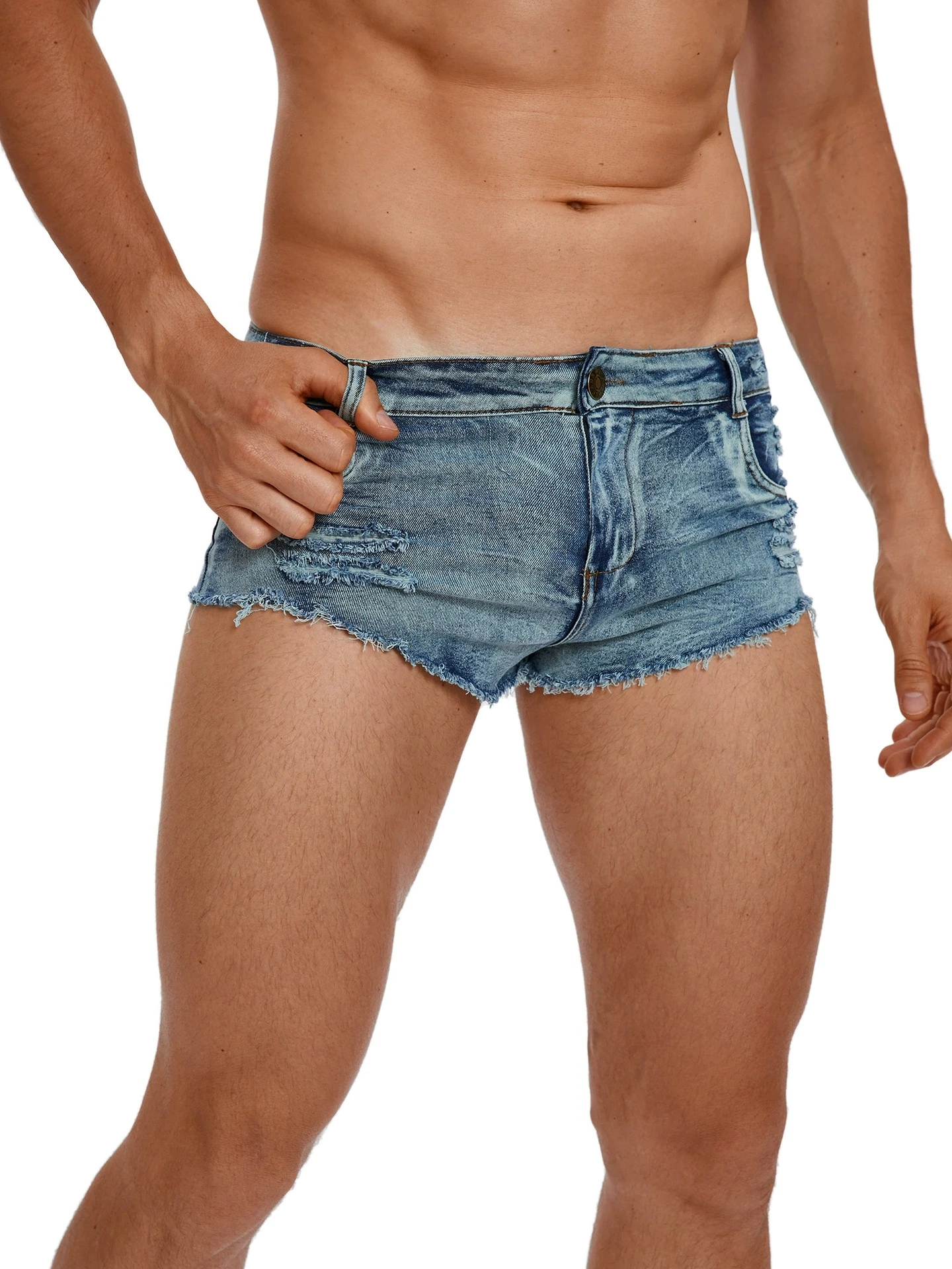 Summer Clothing Vintage - メンズローウエストジーンズショーツファッションポケット夏カジュアルショーツヴィンテージデニムカラー男性ナイトクラブホットパンツ男性服