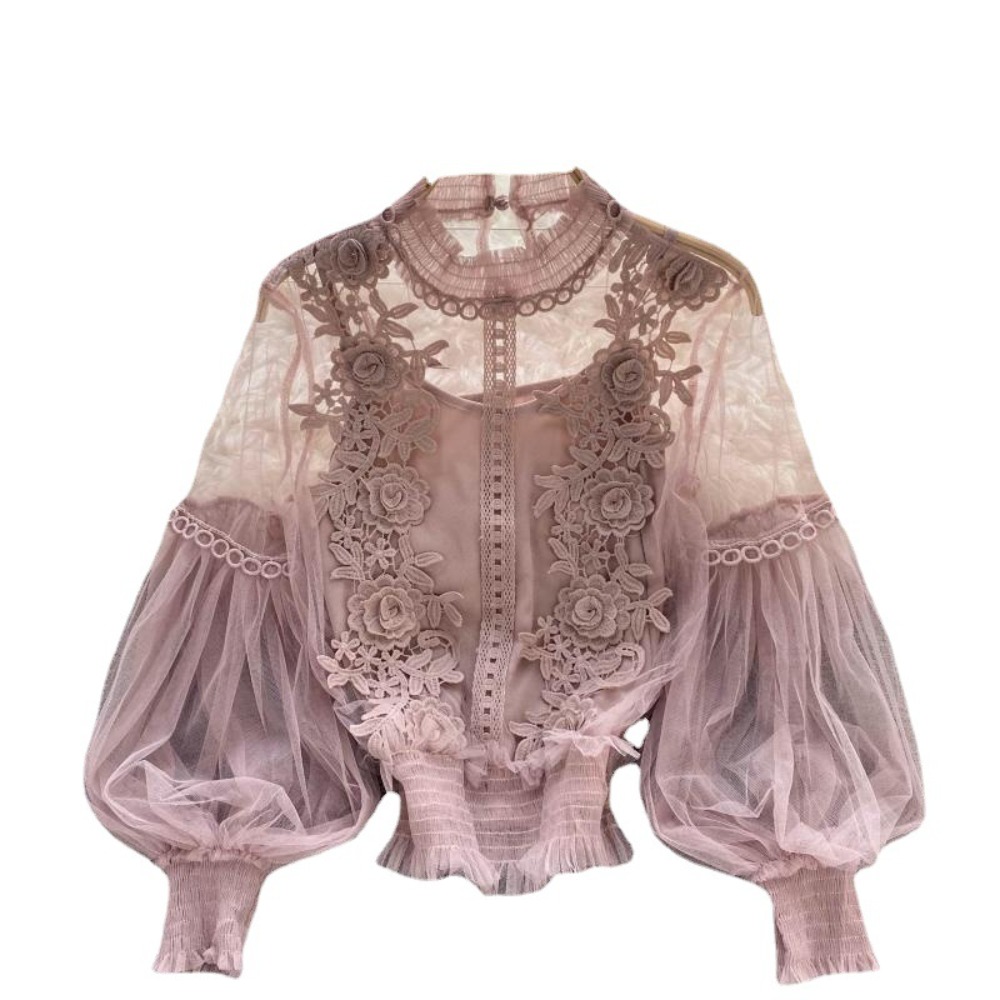 2 ピース/セットレースパフ長袖ブラウスヴィンテージファッシ - Summer Clothing Vintage のレビューと価格