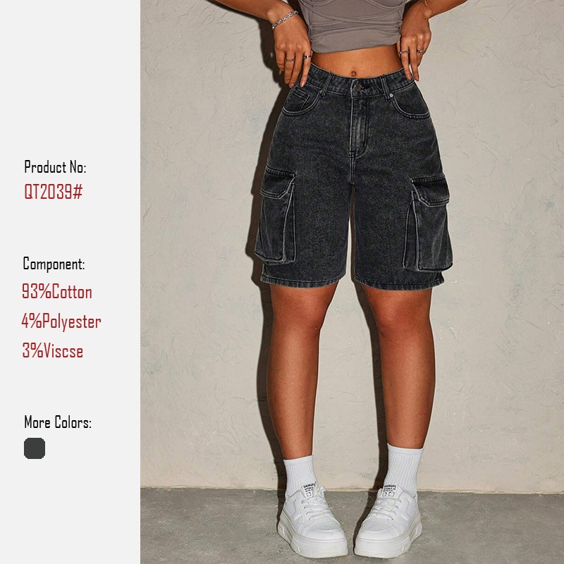 女性のレトロデニムショートパンツ 5 ボタンミニショートパン - Summer Clothing Vintage のレビューと価格