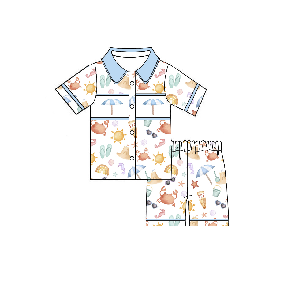 売れ筋夏服プリントピンクとブルーの襟付き半袖シャツとショート - Summer Clothing Boutiques のレビューと価格