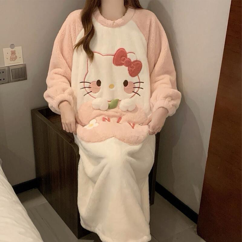 冬のナイトガウンハローキティ女性の秋冬コーラルベルベット厚く - Summer Clothes のレビューと価格