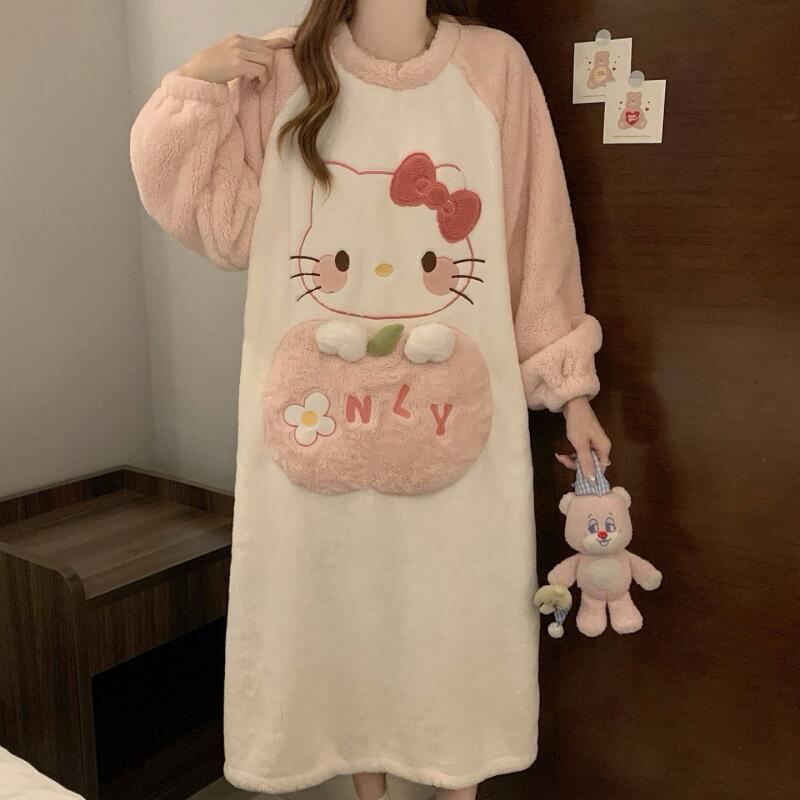 冬のナイトガウンハローキティ女性の秋冬コーラルベルベット厚く - Summer Clothes のレビューと価格