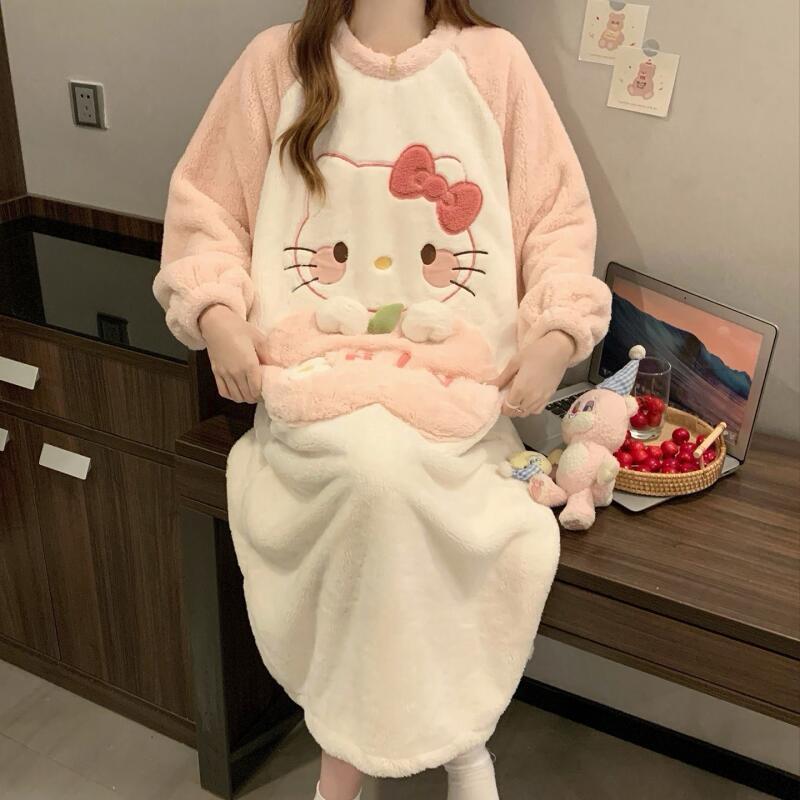 冬のナイトガウンハローキティ女性の秋冬コーラルベルベット厚く - Summer Clothes のレビューと価格