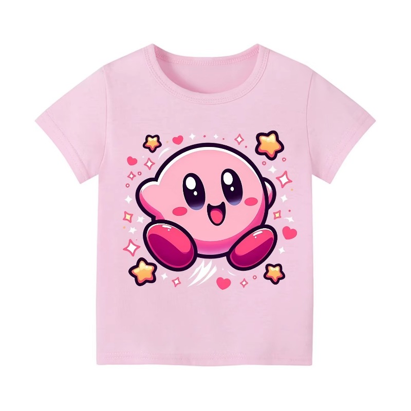 2026年カービィ夏用半袖キッズキュートTシャツ カラフルト - Summer Games Clothing のレビューと価格