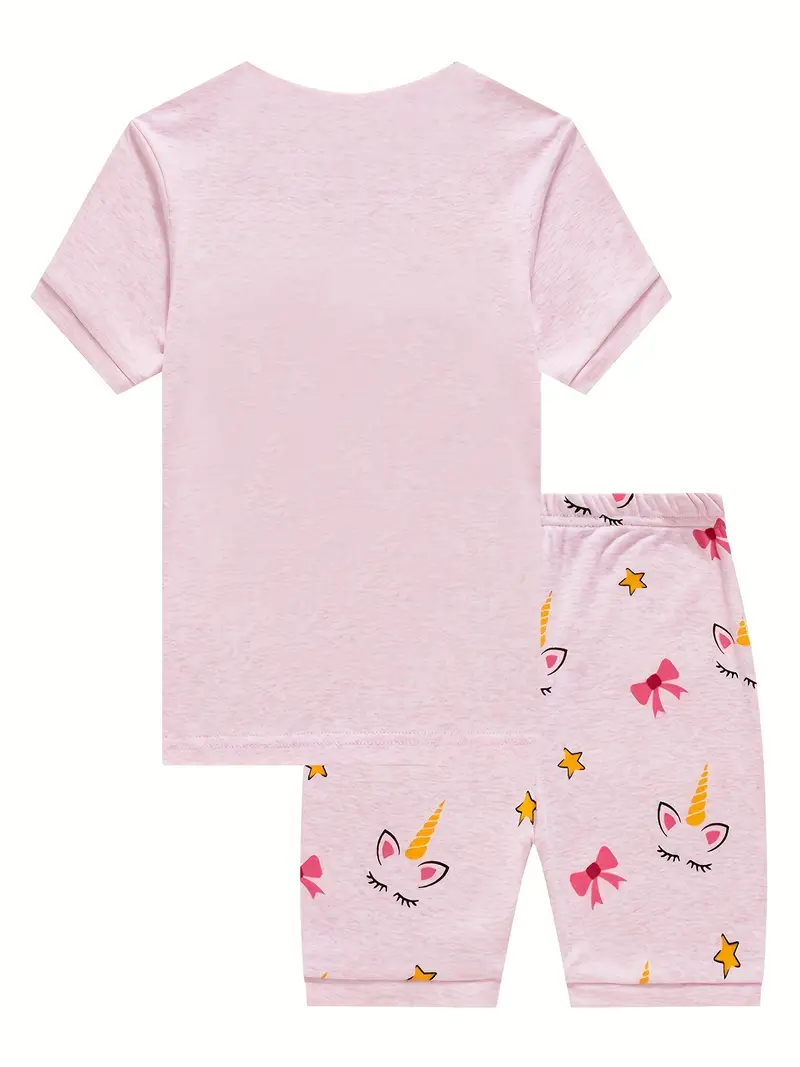 2 個幼児女の子綿パジャマ衣装漫画ユニコーングラフィッククル - Summer Clothing Toddler のレビューと価格