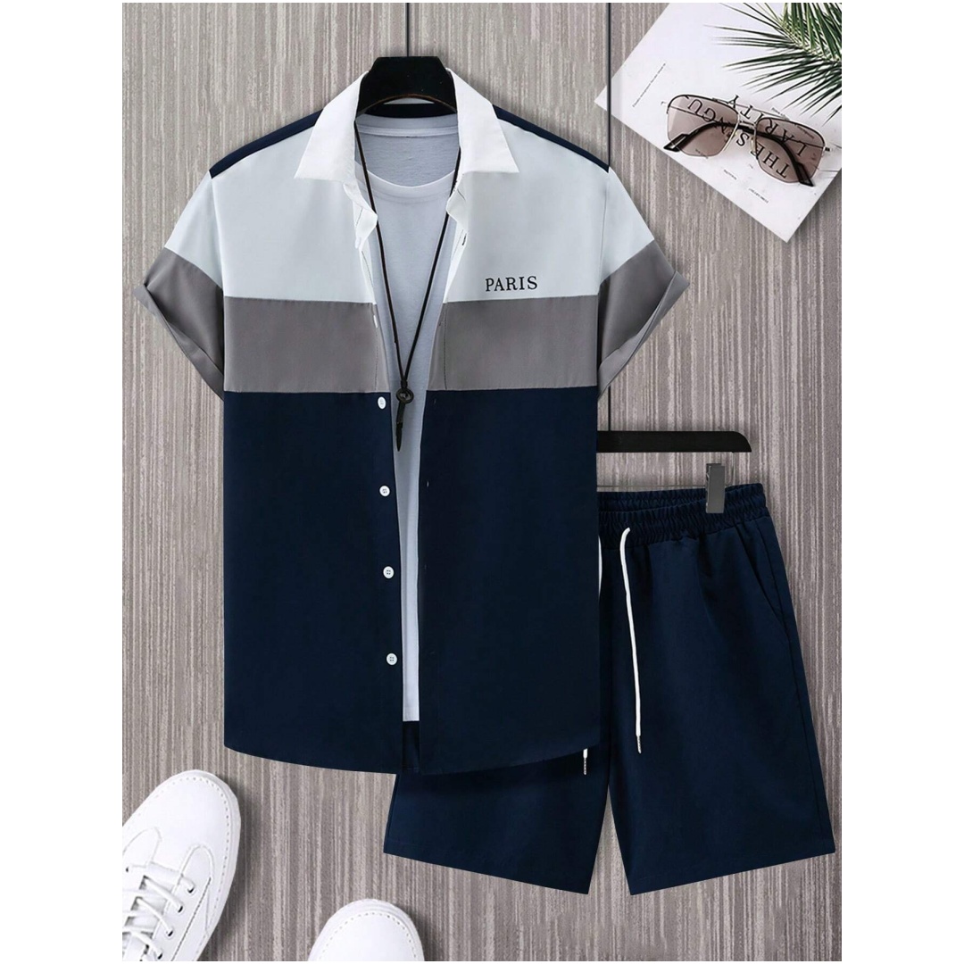 メンズファッションスーツ 青と白のパッチワークカラー シング - Summer Clothing Trends のレビューと価格